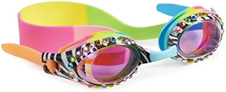 Bling2o Girls' Multi-Color Zebra Swimming Goggles with UV Protection (Ages 3+ up) - Latex-Free, 100% Silicone Material - Includes Anti-Fog & UV Protection - Hard Protective Cover & Adjustable Nose