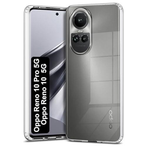 Image of Fashionury Crystal Clear Case for Oppo Reno 10 5G / Reno 10 Pro 5G | Yellowing Resistance | Transparent TPU Silicone | Raised Camera Lips | Slim Transparent Cover