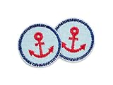 Set 2 Jeansflicken Anker Patch gestickt, ø 4 cm, Mini Flicken zum aufbügeln
