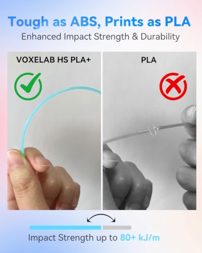 Image of VOXELAB HS PLA+ Filament 1.75mm, High Speed PLA Plus 3D Printer Filament, 1kg (2.2lbs) for Most FDM 3D Printers, Enhanced Toughness & Smooth Printing, Superior Layer Adhesion(Ice Blue)