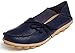 Mocassins Femme Cuir Loafers Bateau Chaussures Plates Chaussures de Conduite Confort Casual Sandales, Bleu Foncé A, 43 EU