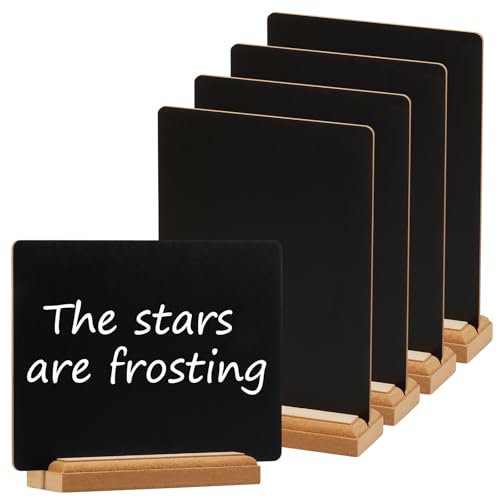 NIPUAEGO 6Pcs Wood Desktop Chalkboard, Easy to Use Clear Marking Mini Blackboard Sign Vertical Removable Desktop Chalkboard for Store Bar Party