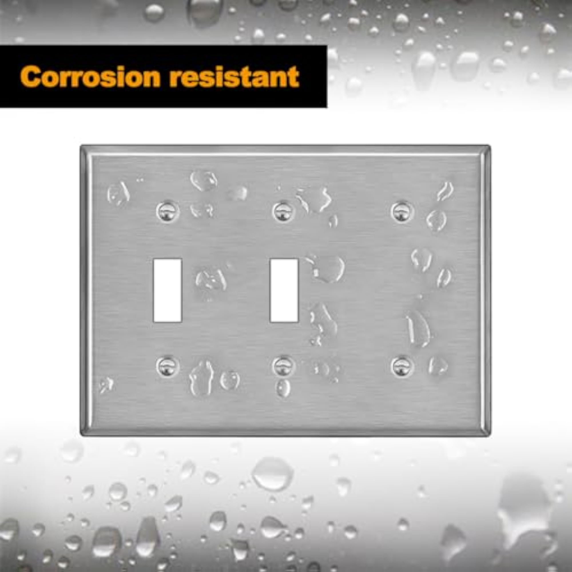 [2 Pack] 3-Gang Combination Metal Wall Plate