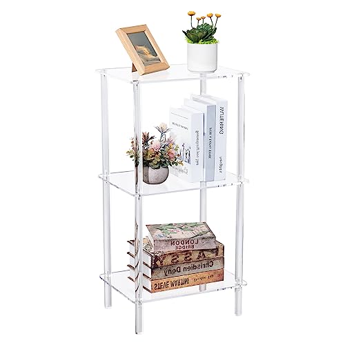 Acrylic Bookcase For Small Spaces, 3 Tier Clear Bookshelf For Bedroom, Bathroom, Living Room, Multipurpose Shelving Unit For Collectibles, Plants, Display, 15.7'' L X 11.8'' W X 30.7'' H #TOP13