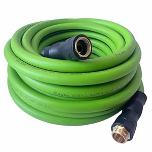 Garden Hose 5/8 in x 25 ft, Hybrid, No Kink, Heavy Duty, Lightweight, Flexible, Male Female Fittings, Swivel Grip Handle & 3/4″ GHT Solid Brass, 200 PSI (25FT, Green Black)