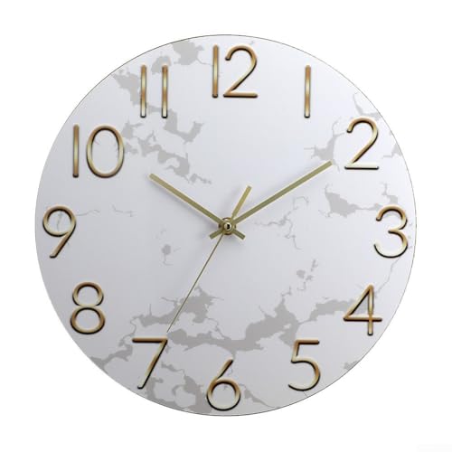 Horloge murale silencieuse ronde de 30,5 cm avec fonctionnement sans tic-tac et personnages en relief pour salon et bureau