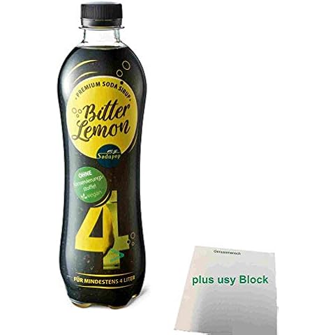 Sodapop Sirup Bitter Lemon für Wassersprudler (500ml Flasche) + usy Block Cover
