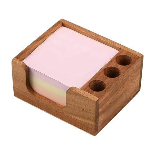 Dispensador de notas adhesivas de madera: organizador compacto antideslizante de 10x9x5 cm