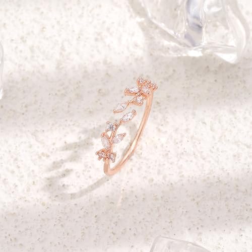 ONBRIG Rose Gold Rings for Women Non Tarnish Adjustable Leaf Rings by ONBRIG - Used condition - Image 4