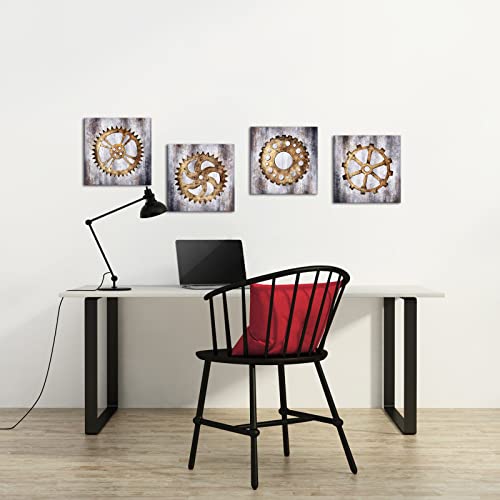 AtGoWac Steampunk Painting Mechanical Canvas Wall Art Rustic Gear Wheel Bar Art Framed Gallery Wrap Living Room Workshop Decor 12"x12"x4 Panels steampunk buy now online AtGoWac Steampunk Painting Mechanical Canvas Wall Art Rustic Gear Wheel Bar Art Framed Gallery Wrap Living Room Workshop Decor 12"x12"x4 Panels steampunk buy now online