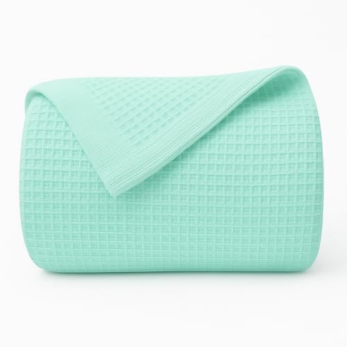 Image of Super Soft & Breathable 100% Microfiber Waffle Blanket - Throw Blanket and Quilt for Bed & Sofa Single(60x90) Size - Pastel Mint