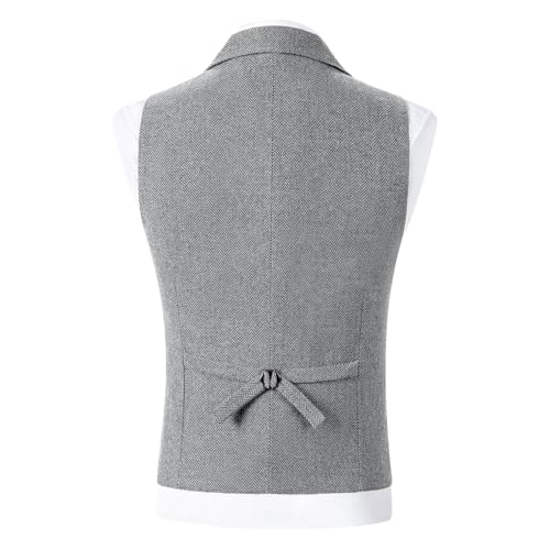 Men's Tweed Suit Vest Western Herringbone Wool Casual Button down Waistcoat Outfits3