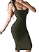 BEAGIMEG Women's Sexy Bodycon Sleeveless Basic Solid Casual Tank Club Midi Dress Olive