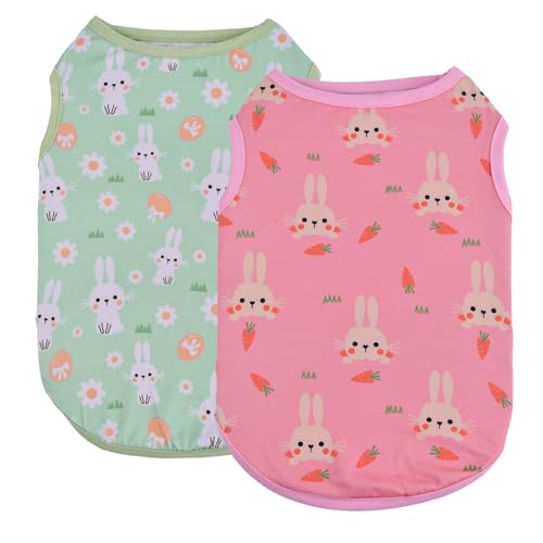 2-Pack Camisas de Perro con Patrones de Conejo y Zanahoria para Pascua