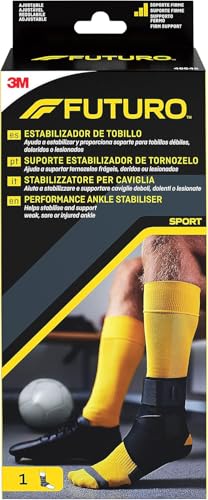 FUTURO Performance Ankle Stabilizer, Adjustable, Black (20.3 - 25.4 cm) – Supports Stiff, Sore or Injured, Reinforced Side Stabilizer Helps Prevent Ankle Rolling and Re-injury