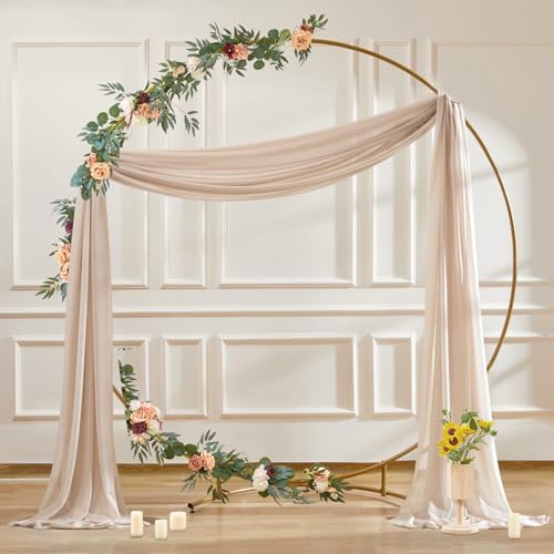 Image of 30 inch x 20Ft Wedding Arch Draping Fabric, 1 Panel Dark Champagne Sheer Curtain Drapes Extra Wide & Long Backdrop Curtains for Wedding Arch Ceremony Birthday Party Decorations