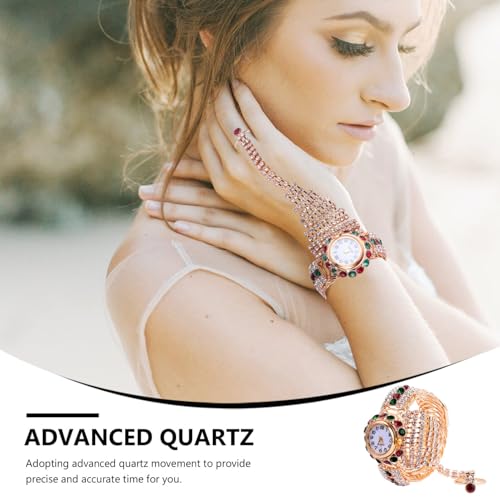 Hemobllo Womens Watches - Women's Bangle Watch Quartz Watch Bling Gold Bracelet Watches for Women with Rhinestones Ring Diamonds Ladies Wrist Watch