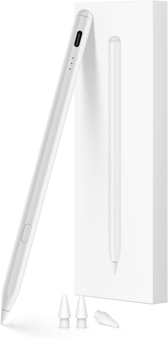 Stylus Pen for ipad 2018-2025, USB-C Fast Charging Pencil, Pixel-Perfect Tilt Sensitivity for iPad 11/10/9/8/7/6/A16, iPad mini 7/6/5, iPad Air M3/2 11"/13"/5/4/3, iPad Pro M5/4 13"/12.9โณ/11โณ