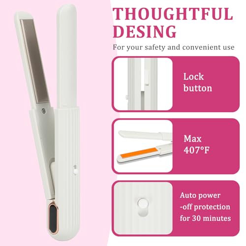 Image of Straightener Irons|Rechargeable Hair Iron,30-Minute Auto Shut-Off,Mini Compact Portable Hair Iron,(White)-This Model Requires a USB Cable to Operate (no Built-in Battery)