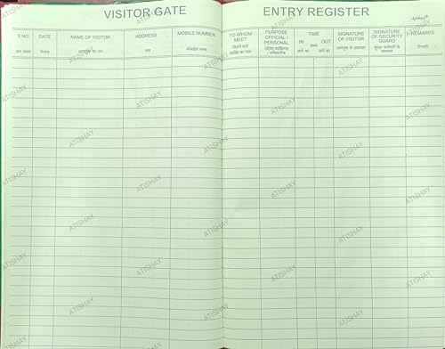 ATISHAY Visitor GATE Entry Register, 34Cm × 20Cm, 300 Pages, Pack of 1 ...