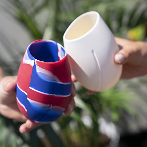 True Flexi Tie Dye Aerating Silicone Tumblers, Stemless Flexible Silicone Wine Glasses, 16 Ounces, Set Of 2, Dishwasher Safe Drinkware, Multicolor #TOP4