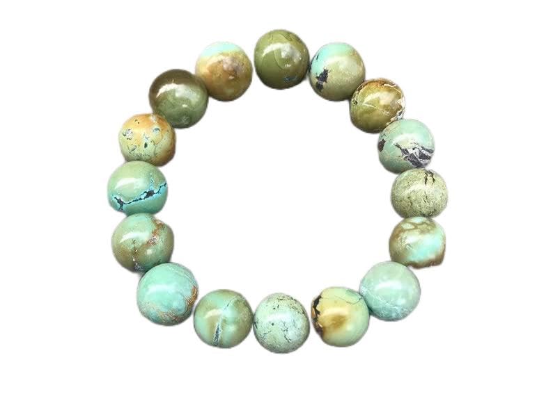 Bracelet en turquoise américaine véritable 14mm ronde lisse pour homme et femme LKBEADS