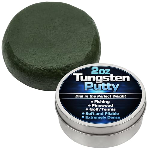 Reaction Tackle Tungsten Putty - Moldable Reusable Weight for Precision Weighting of Pinewood Derby Cars Golf Clubs Tennis Rackets Fly Fishing Leaders and Fishing Rigs - Green 2 Oz (60g)