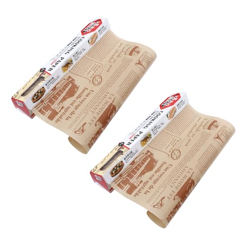 LALADEFIEE 2 rollos Papel de Horno Antiadherente y Absorbente para Snacks Diseño Periódico Papel para Hornear y Envolver Alimentos Seguro para Uso Doméstico Aire