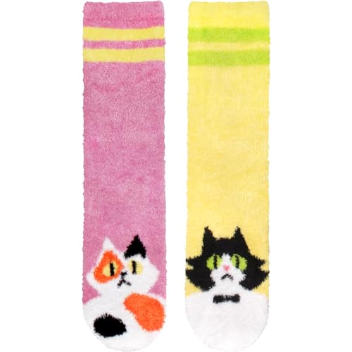 Image of BambooMN Super Soft Warm Cute Women's Animal Non-Slip Fuzzy Fluffy Crew Winter Home Socks