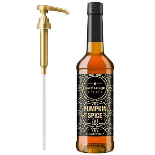 Image of NEW Cafe Le Rou Pumpkin Spice Classic Syrup - 25.4 oz, 1 Pack with 1 Gold Pump Dispensers 25.4 Fl Oz (Pack of 1)