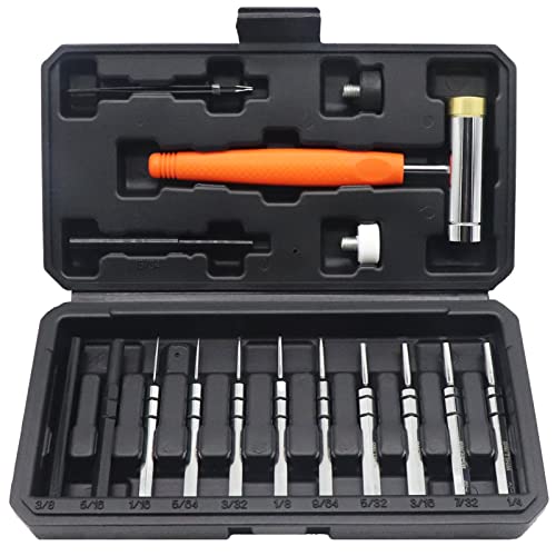 WHLLING 16PCS Punch Set Roll Pin Punch Set, Hammer with Detachable Heads and Punch Set, Punch Tools with a Carry Case