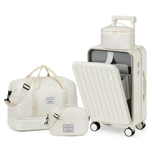 4-Piece Carry-On Luggage Set with USB Port