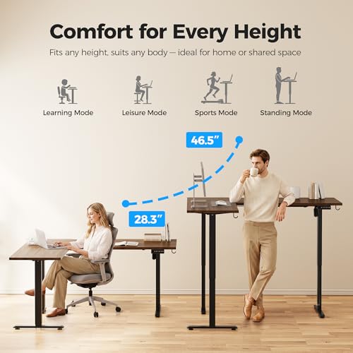 Image of Agilestic L Shaped Standing Desk 63 inch Adjustable Height, Electric Corner Standing Desk, Sit Stand Computer Table with Splice Board, Dark Walnut