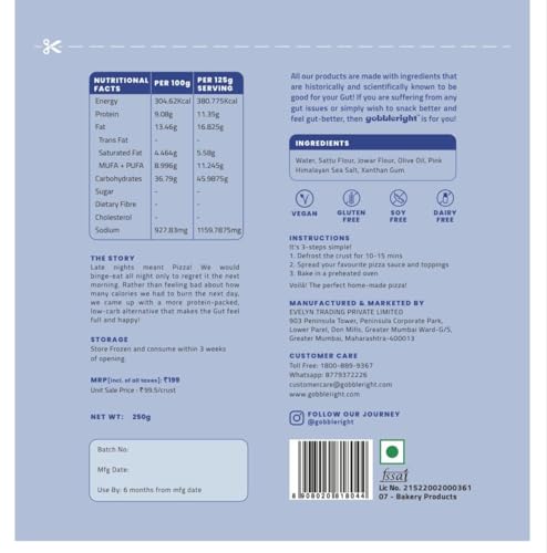 Gobbleright Innocent Pizza Crust - Pack of 1 (2 Pieces)/ Gluten Free, Vegan, Dairy Free, Soya Free, Grain Free Pizza Base