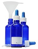 3 blaue Apotheker-Glasflaschen für lichtempfindliche Flüssigkeiten - made in Germany