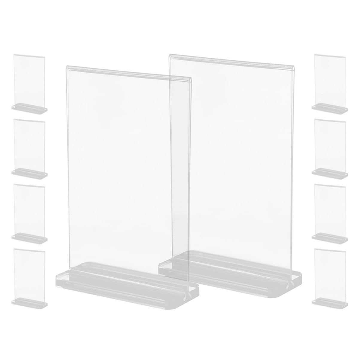 10 Stück pack T förmige Acryl Displayständer Leichte Menükartenhalter mit Stabilem Bodendesign Doppelseitige Tischaufsteller für Riegel und Ausstellungen