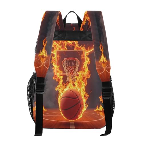 Basketball Fire Court Ball Clear Backpack Heavy Duty See Through Transparent PVC BookBag for Kids Boy Girl School Work3
