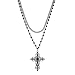 Lux Accessories Classic 80s Gothic Black Rosary Style Cross Pendant Necklace