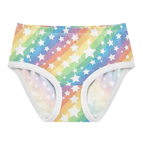 Fun Print Toddler Underwear Floral 2t Cotton Panties for Girl Rainbow Stripes White Stars Briefs Undies Kids