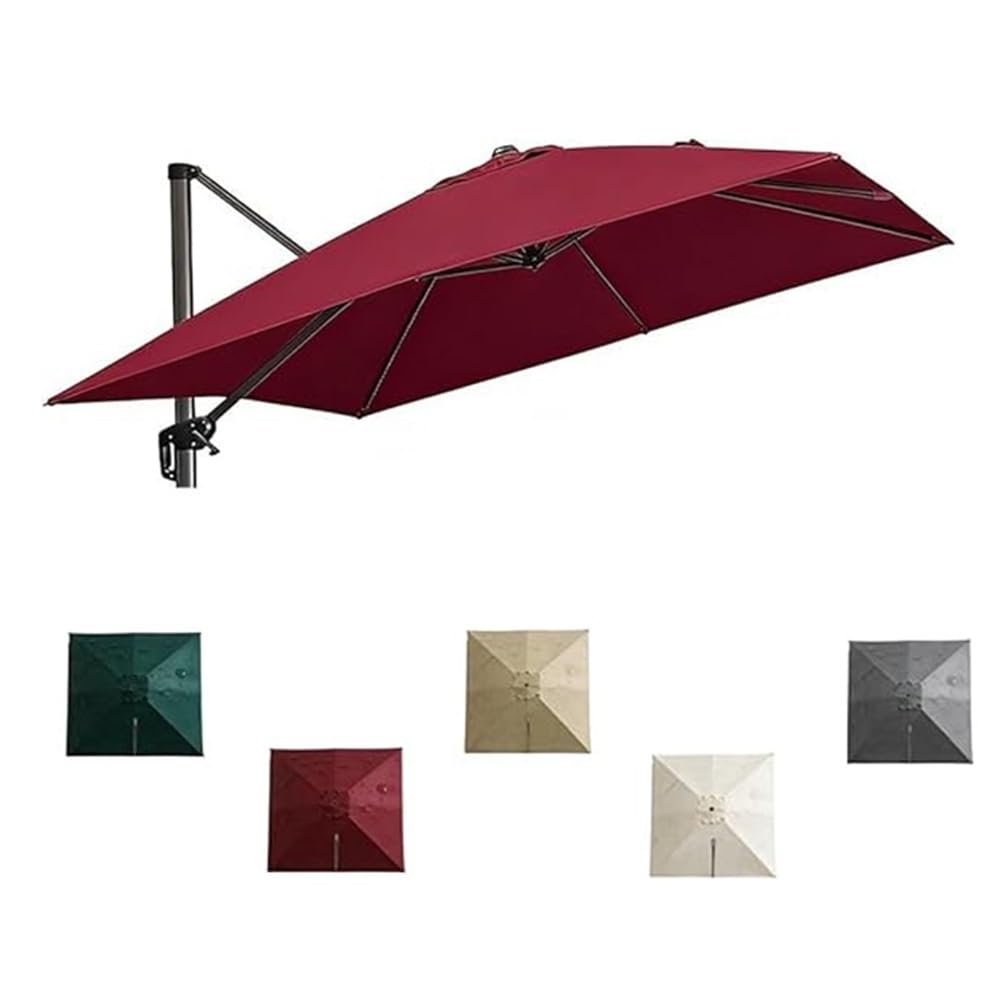 GSKFXJ Square Replacement Canopy For Cantilever Umbrella 8'x8' Patio Umbrella Top Cover 8 Ribs Outdoor Market Parasol Replacement Cloth(Red,3x3.0m/9.8x9.8ft)
