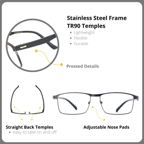 ProEyes Bootes,Progressive Multifocal Blue Light Blocking Lightweight Readers, Anti-Reflective Resin Lens, 0 Power on Top Lens (Gun, 1.75 x)