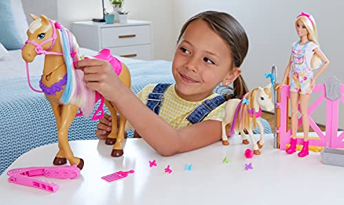 Barbie GXV77 - Frisier- und Reitspaß, Reitset mit Pferd, Pony, Puppe und über 20 Zubehörteilen, für Kinder ab 3 Jahren – Bild 8