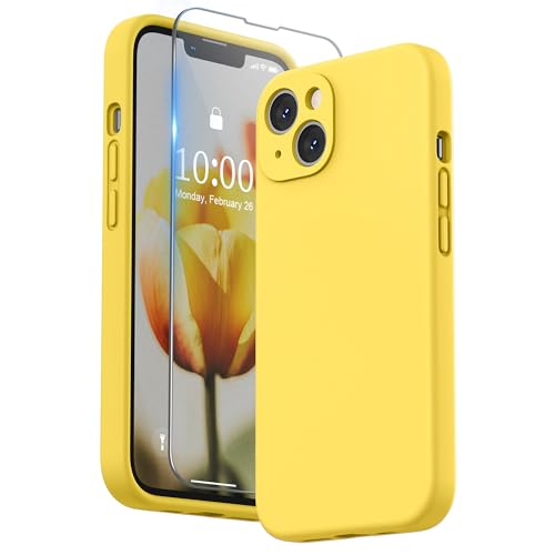 SURPHY Hülle Kompatibel mit iPhone 13 Hülle Silikon mit Displayschutzfolie, Handyhülle iPhone 13 Case Silikon Kameraschutz, iPhone 13 Hülle Schutzhülle Schutzschale 6,1 Zoll 2021