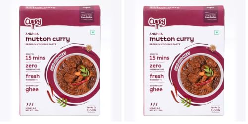 Image of CURRYiT Andhra Mutton Masala Curry Paste | Ready to Cook in 15 mins | Just add Fresh Chicken, Mutton, Fish | Made with Ghee | No Preservatives | Enjoy with Rice | Indian Masala Wet Marinade 120g