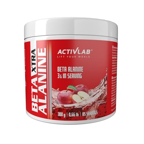 Activlab Beta Alanin Pulver Xtra 1er pack 300g 85 Servings Portion Muskelaufbau Muskelkraft Gym Fitness Erhöhte Muskelausdauer Ohne Zucker Kraft und Muskelwachstum (Apfel)