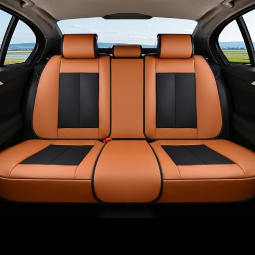 Image of Coverado Seat Covers, Rear Car Seat Covers, Waterproof Back Seat Cover for Car Seat Protector for Kids & Dogs, Faux Leather Seat Covers for Cars Seat Cushions Universal Fit for Most Cars, Brown&Black