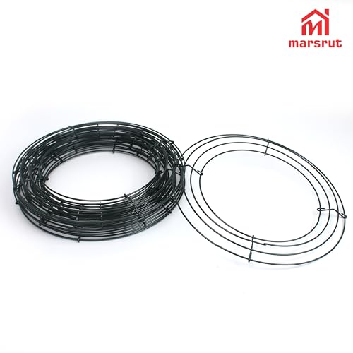 10PCS 10 Inch Wire Wreath Frame Round Form, Metal Wired Rings for Craft and DIY Base, Floral Decor for Outdoor Front Door, Christmas, Wedding, Home Party and New Year Celebration Supplies (Dark Green)