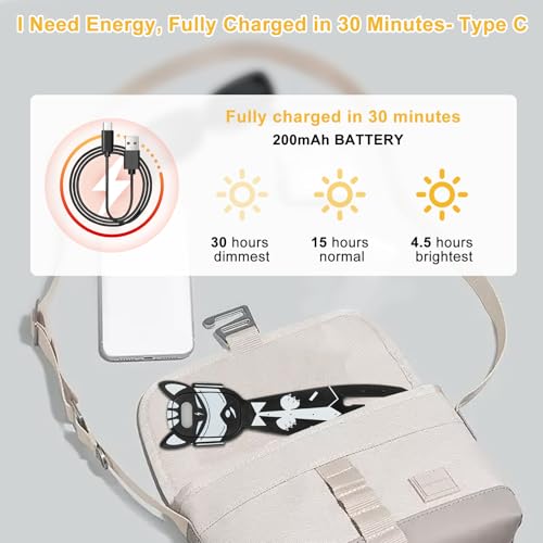 Image of MILA&LOUIS Rechargeable Book Lights for Reading at Night Portable Bookmark & Clip On USB Booklight for Readers in Bed Adjustable Brightness Small Cute LED Bedside Reading Lamp for Travel (Cat)