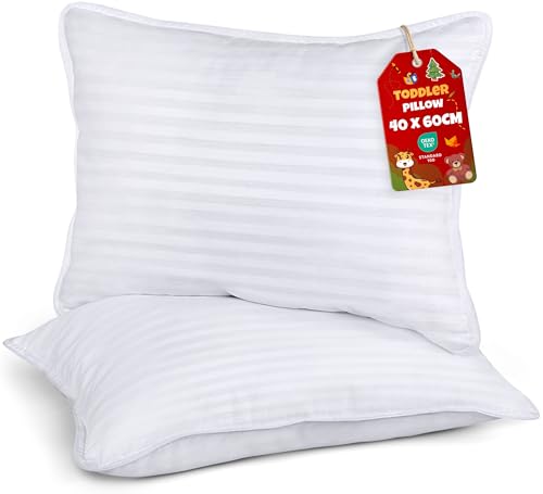 Utopia Bedding Toddler Pillows 2 Pack, 40 x 60 cm Cot Bed Pillow, Kids Small Pillow, Soft and Breathable Pillows, Perfect for Travel (White) (Intended for Age 2 and up)