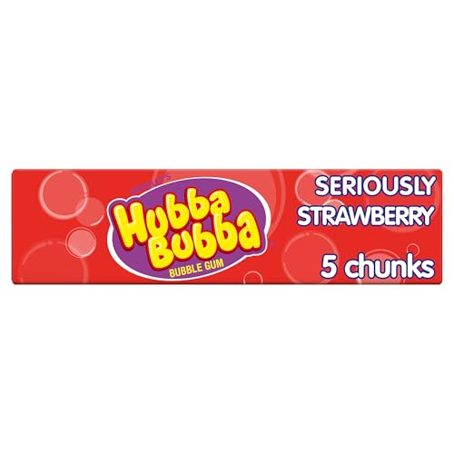 Hubba Bubba Seriously Strawberry Chewing Gum Bulk 20 Packs of 5 Pieces